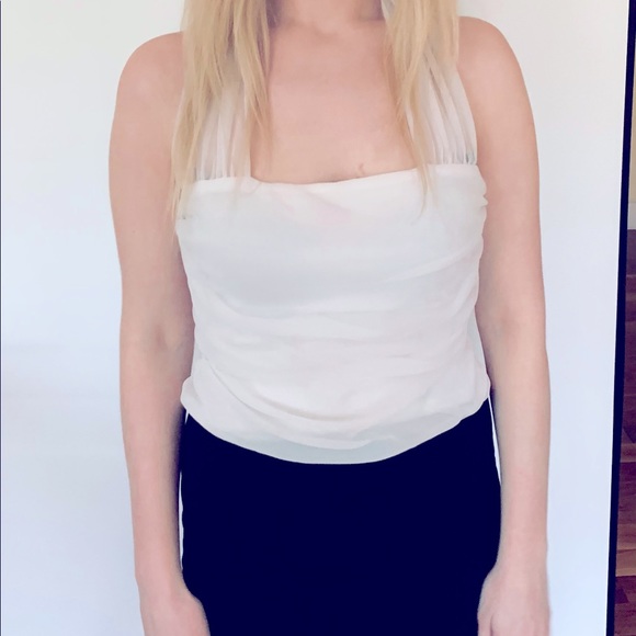 White soft cotton tank top with white schpon front - Picture 3 of 6